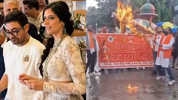हिंदू मुलींवरच प्रेम का? आमिरच्या तिसऱ्या लग्नाविरोधात बजरंग दलाचं आंदोलन, जाळला अभिनेत्याचा पुतळा
