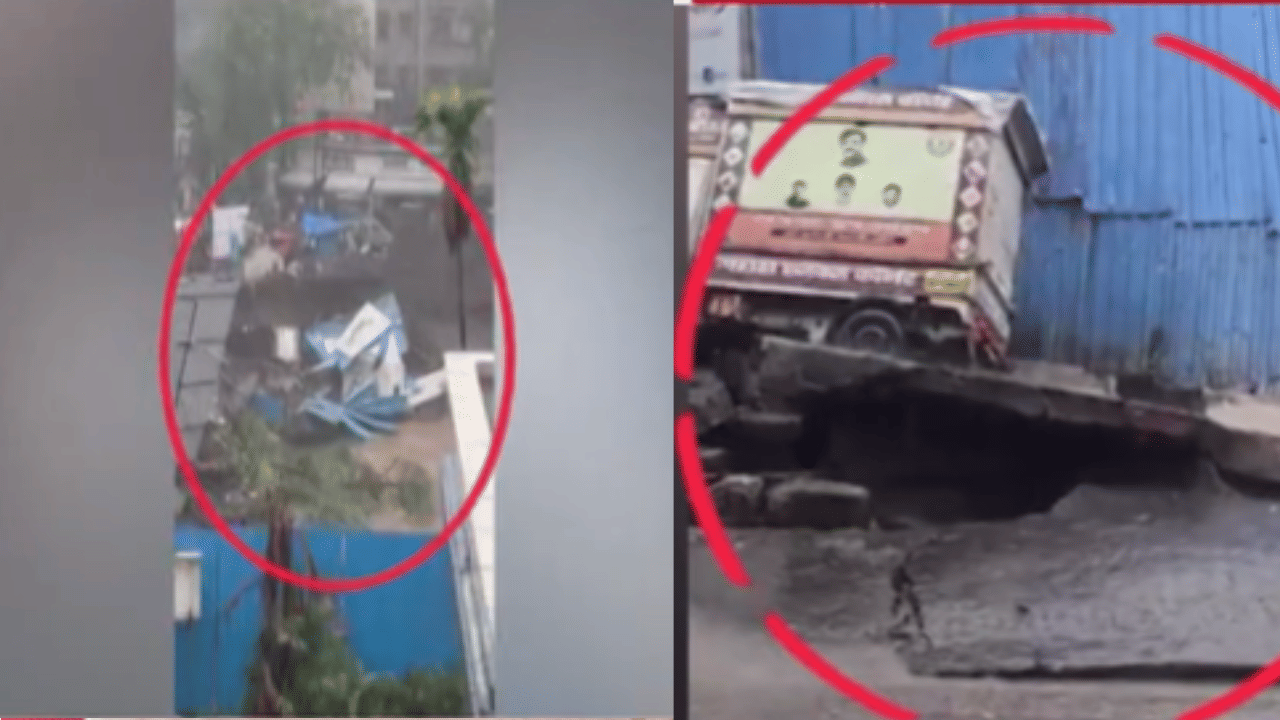 Video | मुंबईत भयंकर घडलं! धो धो बरसणाऱ्या पावसात रस्ताच… व्हिडीओ तुफान व्हयरल