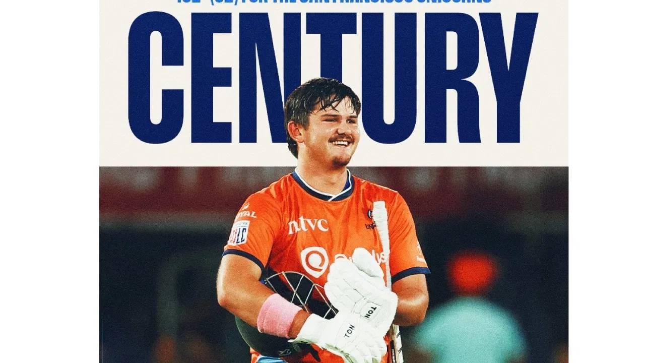 20 वर्षीय लुहान-ड्रे प्रिटोरियस टी20 क्रिकेटच्या इतिहासात कमी धावसंख्येचा पाठलाग करताना शतक झळकावणारा पहिला फलंदाज ठरला आहे. यापूर्वी हा जागतिक विक्रम एडम गिलख्रिस्टच्या नावावर होता. (PC: MLC)