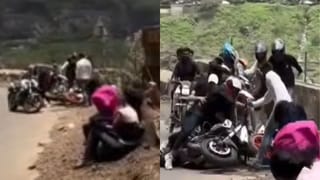 माळशेज घाटात वादळी वाऱ्याचा थरार, अनेक दुचाकी रस्त्यावर कोसळल्या; VIDEO पाहून अंगावर येईल काटा