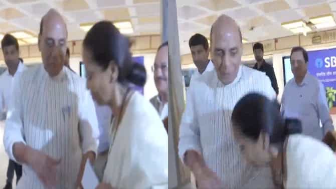 सुप्रिया सुळे राजनाथ सिंह यांच्या पाया पडल्या, सर्वपक्षीय बैठकीनंतरचा VIDEO व्हायरल