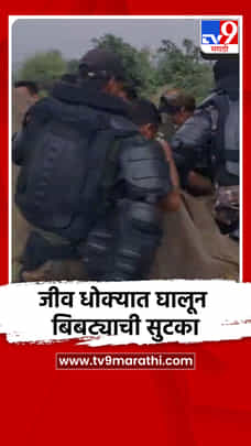 जीव धोक्यात घालून बिबट्याची सुटका-1704806