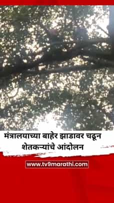 मंत्रालयाच्या बाहेर झाडावर चढून शेतकऱ्यांचे आंदोलन-1707748