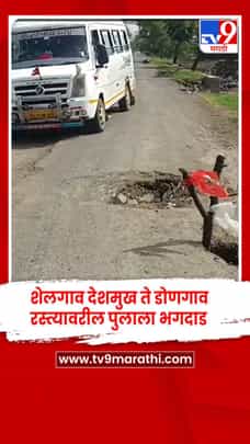 बुलढाणा.. शेलगाव देशमुख ते डोणगाव रस्त्यावरील पुलाला पडले भगदाड-1714012