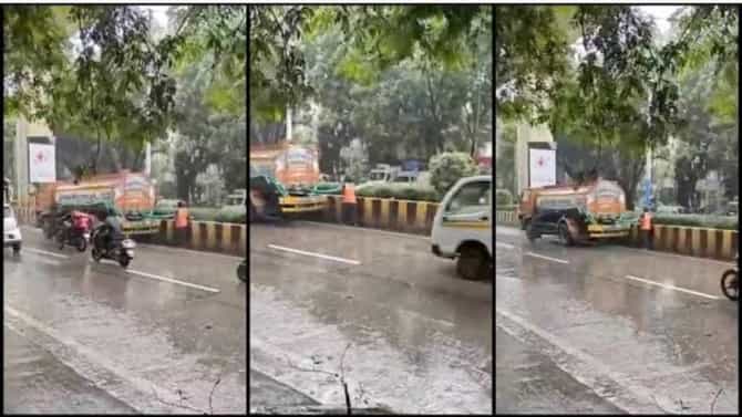 video : पुणे तिथे काय उणे, आकाशातून पावसाच्या धारा, तरी टँकरने दुभाजकावरील झाडांना पाणी...