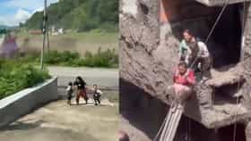 2 सेकंदाचाही विलंब झाला असता तर... चिमुकल्या लेकींचा हात धरून आईची धडपड, नेपाळमध्ये तो व्हिडीओ पुढे