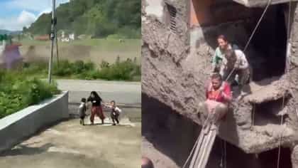 2 सेकंदाचाही विलंब झाला असता तर... चिमुकल्या लेकींचा हात धरून आईची धडपड, नेपाळमध्ये तो व्हिडीओ पुढे