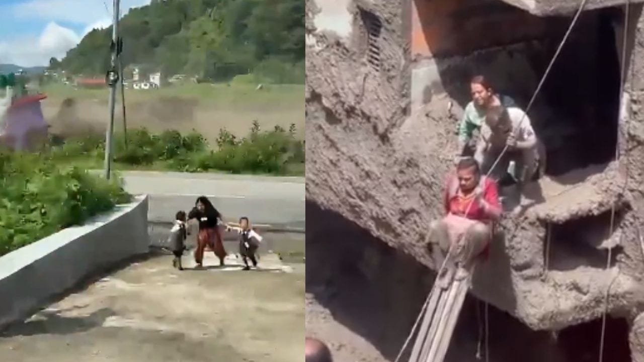 2 सेकंदाचाही विलंब झाला असता तर... चिमुकल्या लेकींचा हात धरून आईची धडपड, नेपाळमध्ये तो व्हिडीओ पुढे 2 सेकंदाचाही विलंब झाला असता तर... चिमुकल्या लेकींचा हात धरून आईची धडपड, नेपाळमध्ये तो व्हिडीओ पुढे