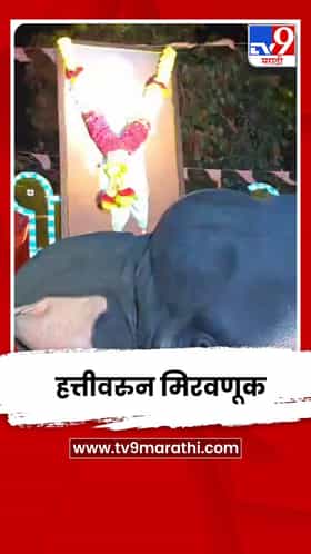 लोकशाहीर आण्णाभाऊ साठेंच्या प्रतिमेची हत्तीवरुन मिरवणूक