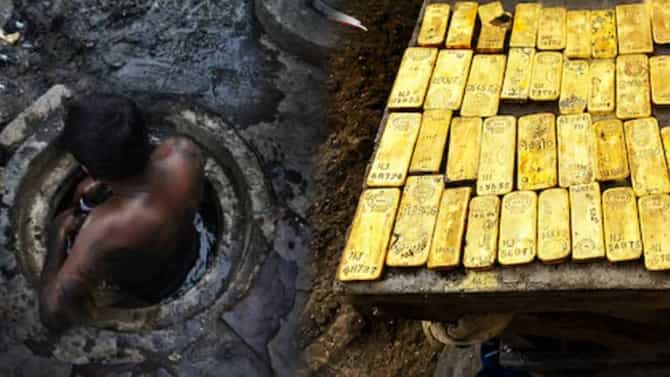 गटार साफ करायला आत गेला अन् सापडलं 98 कोटींचं सोनं, सोन्याच्या वीटा पाहून प्रशासन थक्क