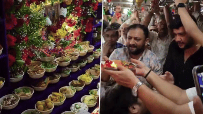 Video: हे फक्त मुंबईतच शक्य! गच्च भरलेल्या लोकल ट्रेनमध्ये भजन मंडळीचे अनोखे सेलिब्रेशन, छप्पन भोगचा नैवेद्य अन्...Video एकदा पाहाच