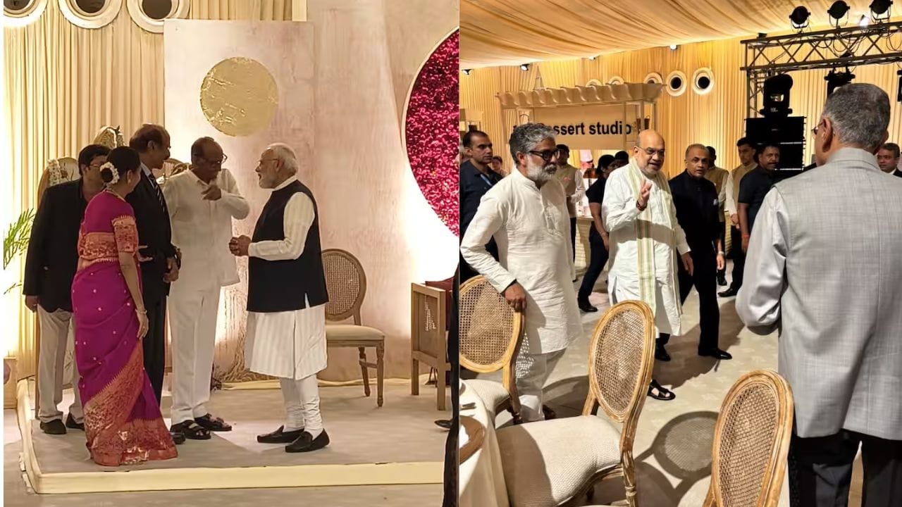 या रिसेप्शनला राजकीय नेत्यांची मांदियाळी बघायला मिळाली. पंतप्रधान नरेंद्र मोदी, अमित शाह, सोनिया गांधी, प्रियंका गांधी यांनी हजेरी लावली. राहुल गांधी आणि अमित शाह एकाच वेळी रिसेप्शनमध्ये दाखल झाले.