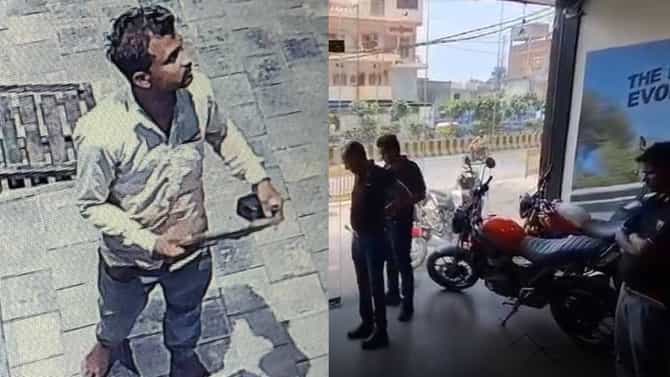 आधी कॉफी, मग आंघोळ, नंतर लुंगी डान्स; 4 लाखांची बाईक घेऊन पोबारा ; शोरूममध्ये चोराचा कारनामा