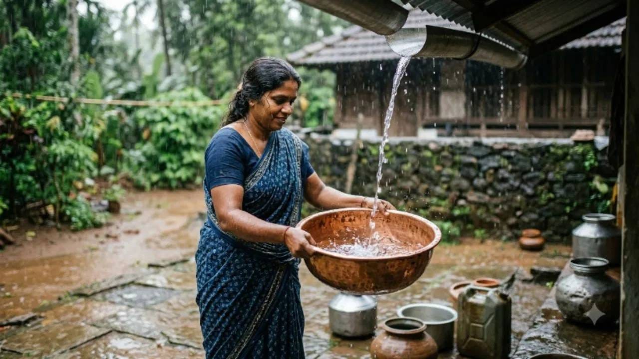 कुंडलीतील चंद्र मजबूत करण्यासाठीही उपयोगी? - ज्योतिषशास्त्रानुसार कुंडलीतील कमजोर चंद्राचा संबंध मानसिक अस्वस्थता, झोप न लागणे आणि आत्मविश्वास कमी होण्याशी जोडला जातो. चंद्राला मजबूत करण्यासाठी पावसाचे पाणी हिरव्या रंगाच्या काचेच्या बाटलीत भरून घरातील एखाद्या शांत ठिकाणी ठेवण्याचा उपाय सांगितला जातो. मान्यतेनुसार, हे पाणी संपूर्ण वर्षभर साठवून ठेवता येते. पुढील वर्षी पुन्हा पावसाळा सुरू झाल्यानंतर जुने पाणी काढून त्याऐवजी पावसाच ताजं पाणी भरलं जातं.
