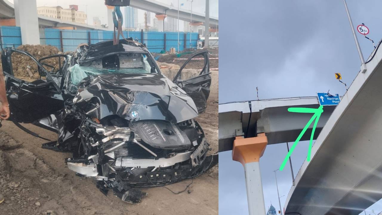 मुंबई कोस्टल रोडवर BMW कारचा भीषण अपघात; तिघांचा जागीच मृत्यू मुंबई कोस्टल रोडवर BMW कारचा भीषण अपघात; तिघांचा जागीच मृत्यू