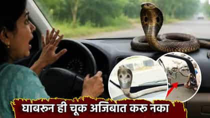 धावत्या कारमध्येच कोब्रा! घाबरून ही चूक अजिबात करू नका.