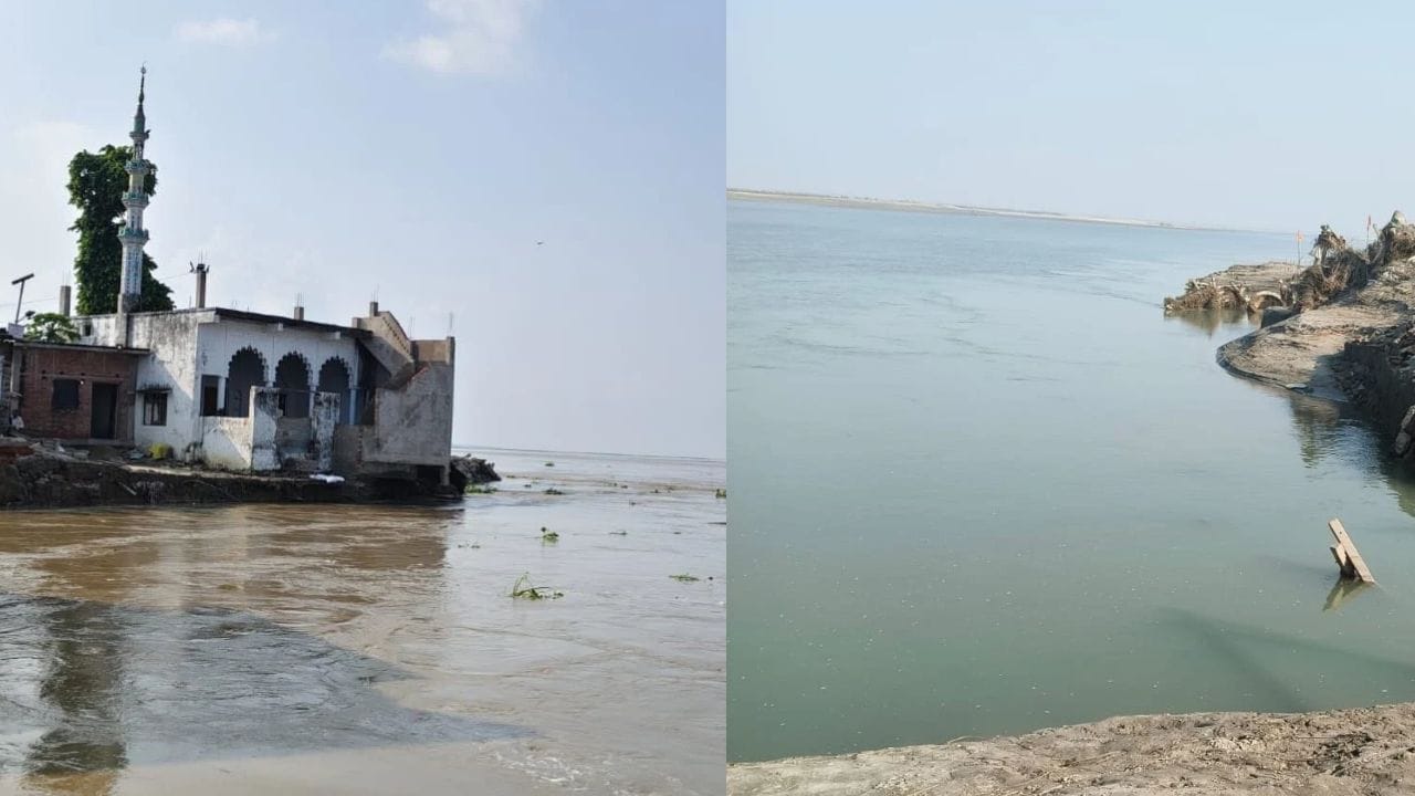 नेपाळमधून आलेल्या पाण्याने हाहाकार, मंदिर, मस्जिद आणि गावे पाण्याखाली, भारतात थेट.. नेपाळमधून आलेल्या पाण्याने हाहाकार, मंदिर, मस्जिद आणि गावे पाण्याखाली, भारतात थेट..