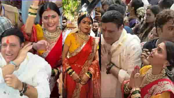62 वर्षीय गोविंदाच्या कथित गर्लफ्रेंडच्या भांगेत सिंदूर? लालबागच्या राजाच्या दर्शन, कोमलचा विवाहितेसारखा शृंगार, चर्चांना उधाण