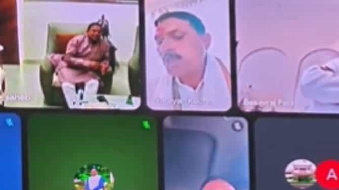 आधी काजू, बदामावर ताव; अन् आता दुष्काळ निवारणाच्या बैठकीत आमदाराचा जेवणावर ताव? काँग्रेस नेत्याने पोस्ट केला Video