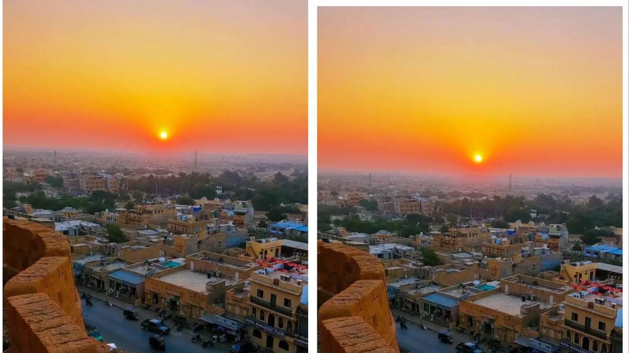जैसलमेर राजस्थान वाळवंटातील सूर्यास्त अनुभवायचा असेल तर जैसलमेरची सफर नक्की करा थारच्या वाळूत सूर्य मावळताना वाळूच्या टेकड्यांवर सोनेरी आणि लालसर छटा उमटतात. सूर्यास्ताच्या वेळी sand dunes वरचा नजारा अगदी सिनेमातल्या दृश्यासारखा दिसतो.