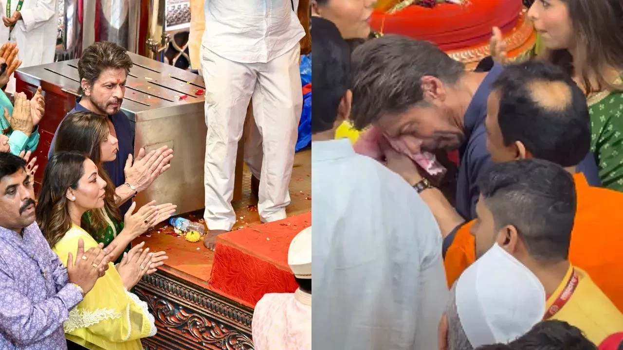शाहरुख खानने कुटुंबासोबत लालबागच्या राजाची आरती केली. त्यानंतर त्याने दर्शन घेतल्यानंतर कपाळाला टिळा लावला. शाहरुखच्या या कृतीची चर्चा होत असतानाच दुसरीकडे मॅनेजरच्या ओढणीला तोंड पुसल्यामुळे ट्रोल केले जात आहे.