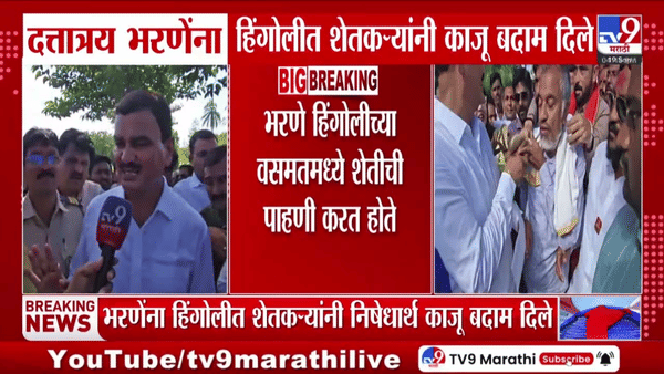 दत्तात्रय भरणेंना हिंगोलीत संतप्त शेतकऱ्यांनी काजू बदाम दिले, व्हिडीओ व्हायरल