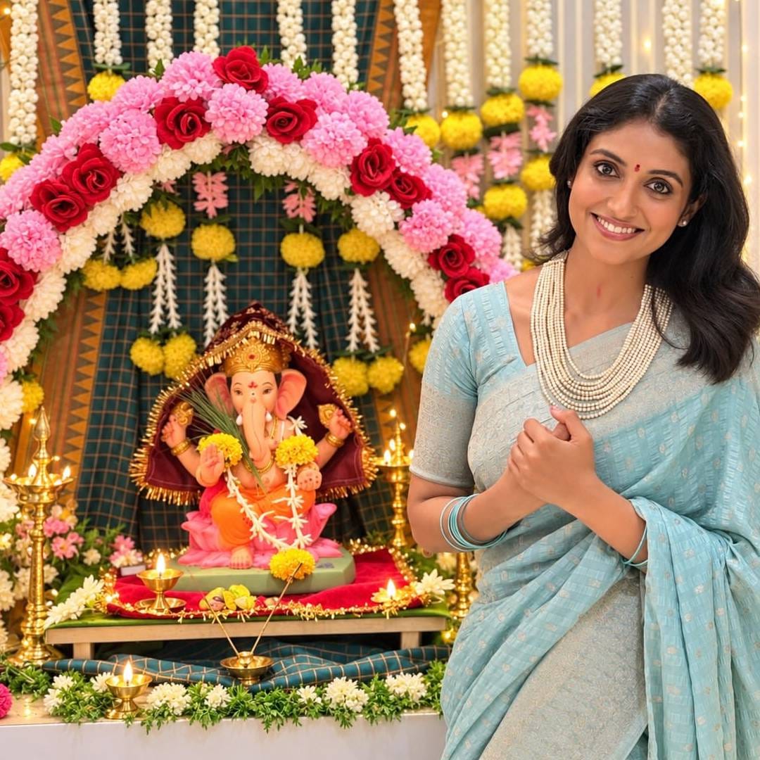 रिंकूने इन्स्टाग्रामवर शेअर केलेल्या फोटोंमध्ये ती निळ्या रंगाच्या सुंदर साडीत दिसत आहे. केस मोकळे ठेवत, कपाळावर छोटीशी टिकली आणि हातात निळ्या बांगड्या असा तिचा पारंपरिक लूक आहे. या लूकमध्ये तिचं सौंदर्य अधिकच खुलून दिसत आहे. 

