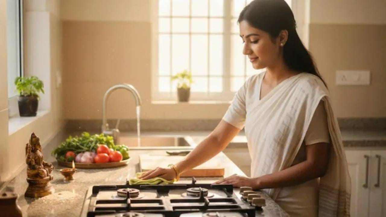 असे मानले जाते की सकाळी स्वयंपाकघरात प्रवेश केल्यानंतर सर्वप्रथम गॅसची शेगडी किंवा चूल स्वच्छ करावी. स्वच्छ कपड्याने चूल पुसून तिच्याप्रती आदर व्यक्त करण्याची प्रथा काही घरांमध्ये पाळली जाते. ही परंपरा माता अन्नपूर्णेच्या कृपेशी जोडली जाते.