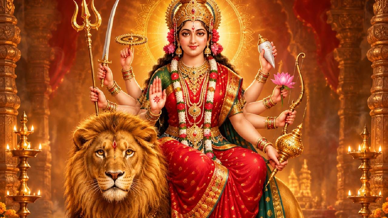 प्रामुख्याने देवी दुर्गेचे वाहन सिंह मानले जाते, परंतु नवरात्रात पृथ्वीतलावर येताना देवीचे वाहन हे, आठवड्यतील वारांनुसार बदलते. याचा उल्लेख देवी भागवत पुराणातील एका श्लोकामध्ये आहे.