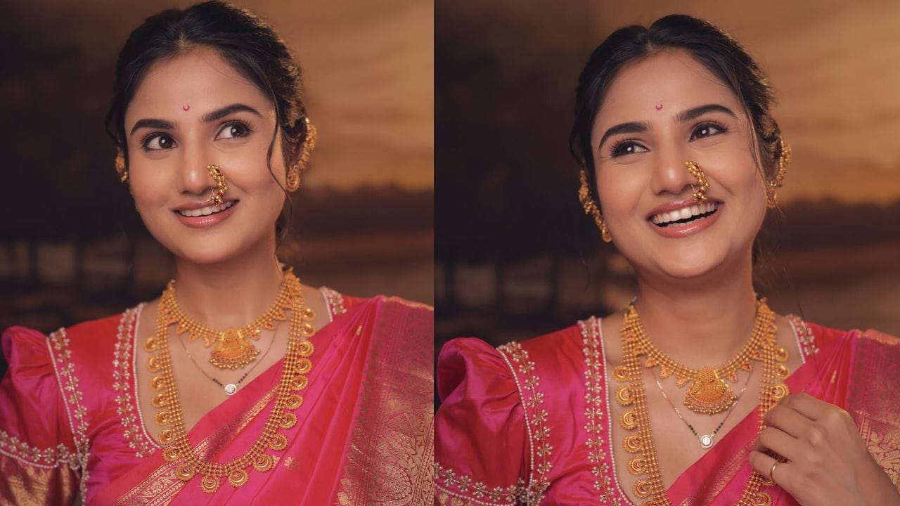 या फोटोंमध्ये पूजाने मराठमोळा पेहराव केला आहे.