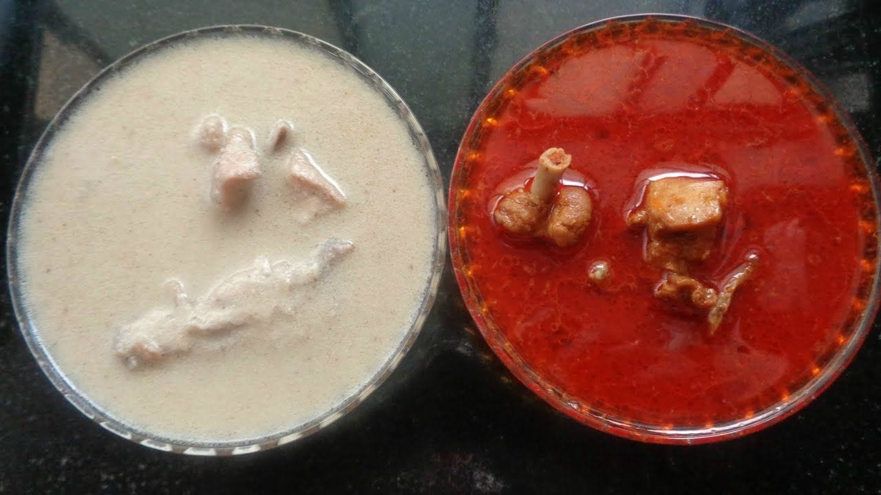 तांबडा रस्सा करण्यासाठी लागणारे साहित्य : मटण 500 ग्रॅम, कांदे    , सुके खोबरे - अर्धी वाटी, लसूण - 10 ते 12 पाकळ्या, आले, सुकी लाल मिरची - 6-10 तिखटपणानुसार, धणे, जिरे, काळीमिरी, दालचिनी,लवंग, हळद ,कोल्हापूरी मसाला, तेल, मीठ, पाणी, मटणाचा स्टॉक 