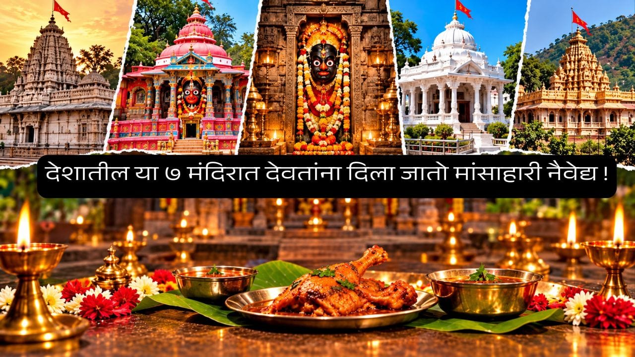 येथे नवरात्रीतही देवतेला अर्पिला जातो मांसाहारी नैवेद्य, भारतातील या ७ प्रसिद्ध मंदिरांची अनोखी परंपरा नेमकी काय? येथे नवरात्रीतही देवतेला अर्पिला जातो मांसाहारी नैवेद्य, भारतातील या ७ प्रसिद्ध मंदिरांची अनोखी परंपरा नेमकी काय?